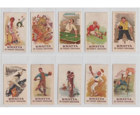 Trade cards, Netherlands, Kwatta Chocolate, Humorous Sporting Series, as Edmondson, 21 different cards inc. Baseball, Tennis,