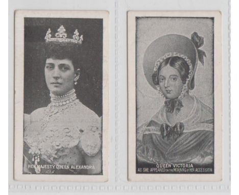 Cigarette cards, Charlesworth &amp; Austin, British Royal Family, two type cards, Her Majesty Queen Alexandra &amp; Queen Vic