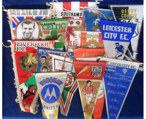 Football pennants, a collection of 30, 1960's &amp; 70's, pennants various English &amp; Scottish clubs inc. Celtic, Rangers,