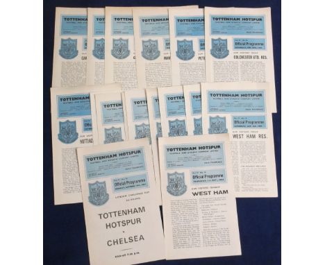 Football programmes, Tottenham Hotspur, a set of 1964/5 Reserve team programmes from the Football Combination League, but als