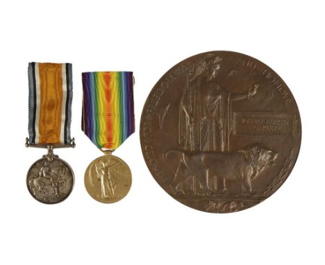 GREAT WAR CASUALTY PAIR AND PLAQUE TO PTE JOSEPH ALFRED OAKLEY OF THE NORFOLK REGIMENT: Joseph Alfred Oakley was born in Stok