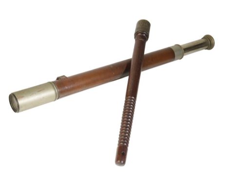 NAVAL TRUNCHEON with oak shaft, brass top, engraved "G R 1812" and telescope with engraved inscription "Officer of the Watch"