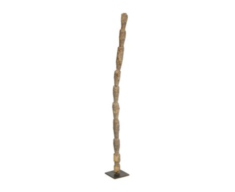 WOODEN MINIATURE DOGON LADDER, a treasured spiritual artefact, 45cm high Provenance: Ian Auld (1926-2000) Full-sized Dogon la