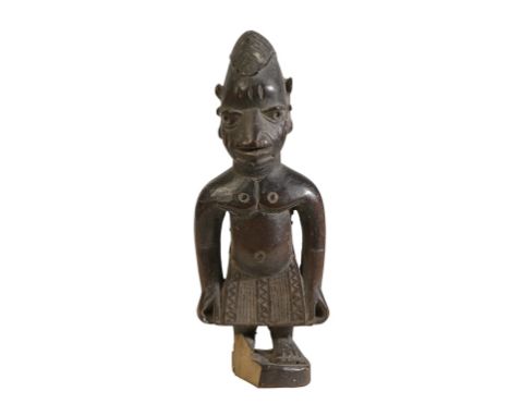 YORUBA WOODEN IBEJI good used dark brown patina, 19th century, 23cm high Provenance: From the Collection of Ian Auld, the emi