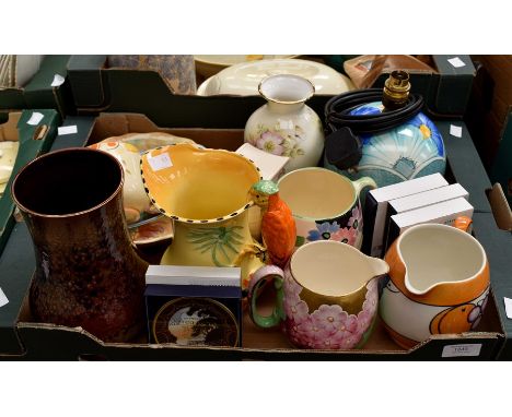 A collection of Doulton, Grays and Ducal, Staffordshire jug, plates, vase, lamp and other mid 20th Century Staffordshire piec
