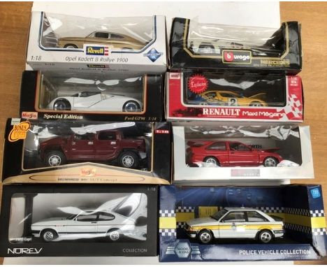 Die cast 1:18 scale vehicles, UT models, Burago, Maisto, Revell, Norev