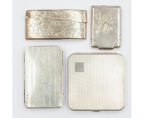 A collection of silver including: George V silver engine turned card case, by A &amp; J Zimmerman Ltd, Birmingham, 1922 (CR: 