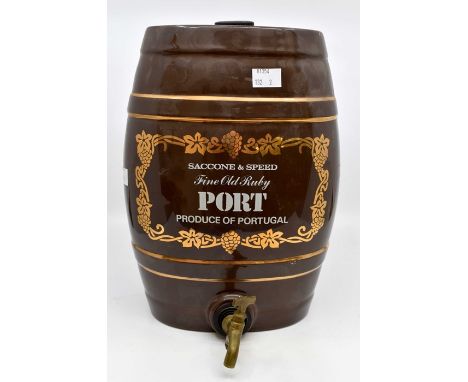 Mid 20th Century Schweppes Green Ginger Wine along with Saccone & Speed Fine Old Ruby Port ceramic containersCondition: Minor