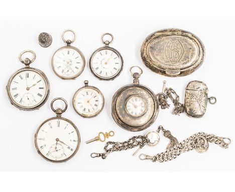 A Victorian silver pair cased half hunter pocket watch, movement signed Skarratt Kinton 54699, dial approx 4.3cm diam, case a