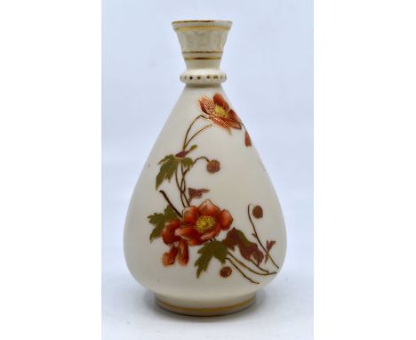 A Royal Worcester blush ivory hand painted vase, with floral foliage throughout, stamped to base