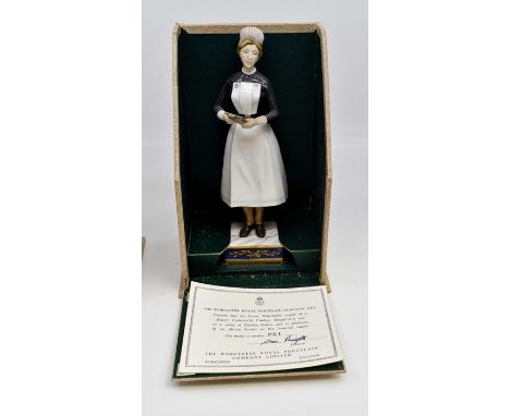 Four Royal Worcester figures of sisters and nurses in University, College, Hospital, etc; two AF, two with no chips or cracks