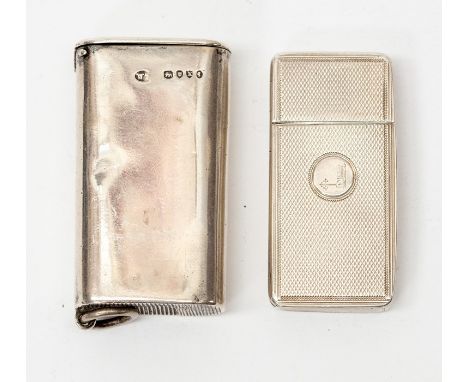 A Victorian engine turned duel silver vesta case, the cover engraved with McDonald crest within cartouche, by William Phillip