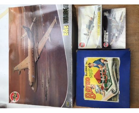 Airfix BAe Nimrod 1:72 scale kit, unused, contents still bagged, along withHawker Hurricane and Supermarine spitfire. Also in