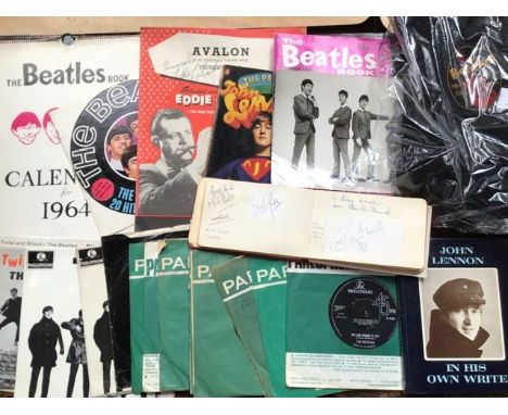 Music memorabilia, to include a Beatles jumper (worn at a concert in Bournemouth), autograph book of pop stars from the 1960'