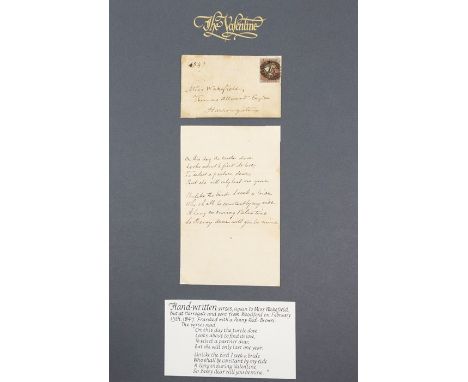 Valentine. Collection of three Victorian Valentines, comprising: 1) Manuscript romantic verse (beginning, 'On this day the tu