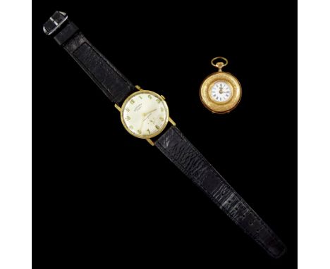 Early 20th century 14ct gold keyless cylinder ladies fob watch, hallmarked and a Rotary gentleman's 9ct gold manual wind wris