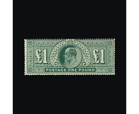 Great Britain - KEVII : (SG 320) 1911-13 Somerset House £1 deep green, centred to NE, excellent colour, very faint yellowish 