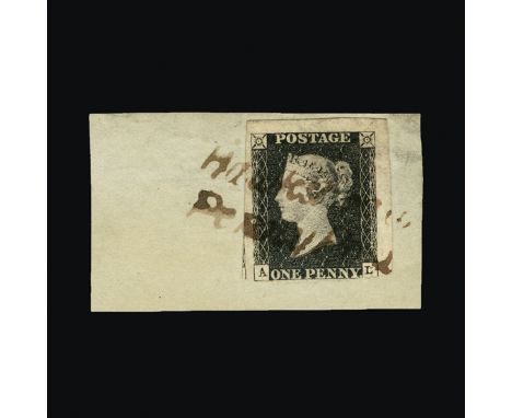 Great Britain - QV (line engraved) : (SG 3) 1840 1d grey-black, plate 6, AL, 3 enormous margins and just shaves at bottom rig