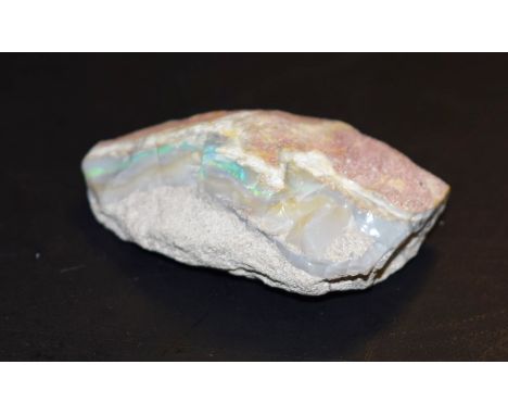 Natural History - Geology/Gemology - an opal singlet, unpolished and in the rough, 5cm wide, Mintabie, South Australia 