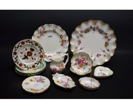 Ceramics - Royal Crown Derby Royal Antoinette pattern plate; a Royal Crown Derby Posies pattern wavy edge plate; a Derby 8687