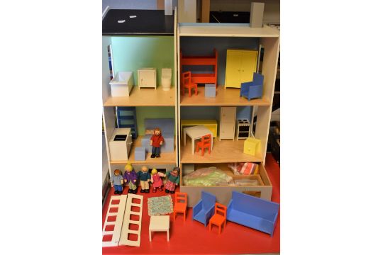 An Ikea two section dolls house with An Ikea two section dolls house with