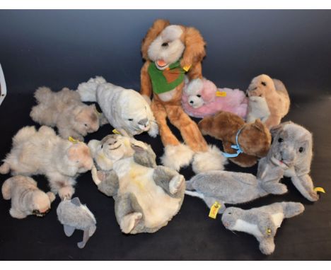 Steiff Stuffed Toys - a Sissi Grey Seal, yellow tag, No 1178/14; Finny Dolphin, yellow tag, No 2320/25,  others buttons but n
