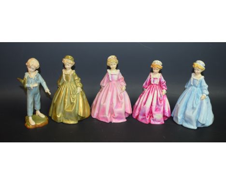 Ceramics - a Royal Worcester figure, Grandmother's Dress, F Doughty, pastel blue colourway; three others, similar, various co