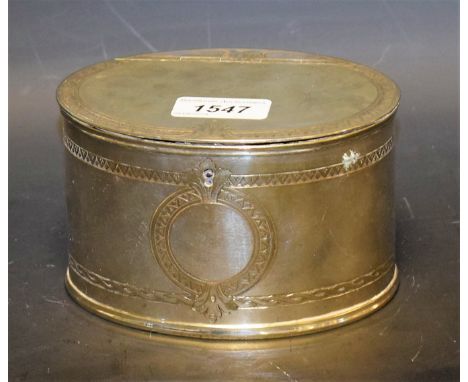 A Victorian E.P.N.S oval tea caddy, c.1870