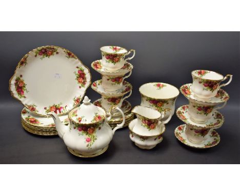 Ceramics - a Royal Albert Old Country Roses pattern tea service for six, comprising cups, saucers, side plates, tea plates, t