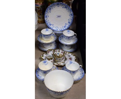Ceramics - a Victorian part tea service, blue flowers pattern, etc