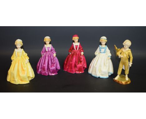 Ceramics - a Royal Worcester figure, Grandmother's Dress, F Doughty, deep pink colourway; three others, similar, various colo