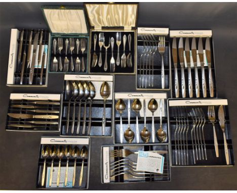 A selection of Community Plate Oneida flatware, boxed, assorted; cake fork; quantity