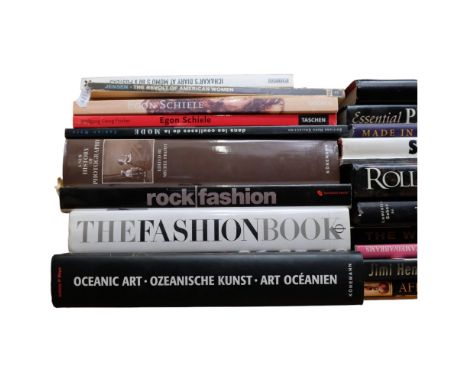 A quantity of fashion, photography and music related reference books including  Kurt Cobain Journals, Rolling with the Stones