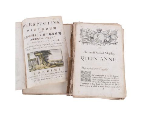 POZZO, Andrea (1642-1709). Rules and Examples of Perspective Proper for Painters and Architects, etc. In English and Latin. L