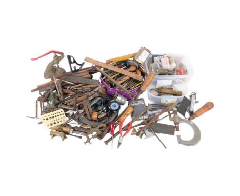 A selection of Vintage horologist or clocksmith's tools and accessories 