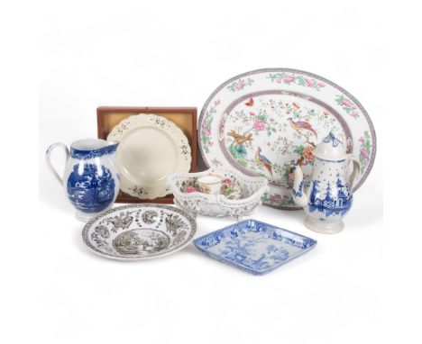 A quantity of various 18th century and Antique ceramics, including a large Copeland Spode meat platter, an 18th century Chine