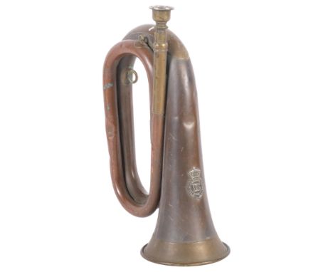A copper and brass bugle, by Dan Godfrey & Sons, H26.5cm 