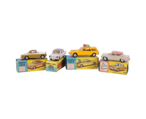 CORGI TOYS - model no. 231 Triumph Herald Coupe, model no. 232 Fiat 2100, model no. 234 Ford Consul Classic, model no. 436 Ci