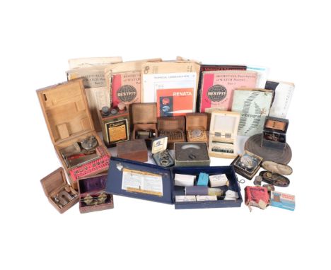 A selection of Vintage and Antique clockmaker's tools and accessories, including various instruction manuals and ephemera 