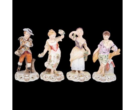 Royal Crown Derby, 4 figures of the seasons, comprising Spring (LVI), signed K J Brentnall, H23.5cm, Autumn (LVII), Winter (L