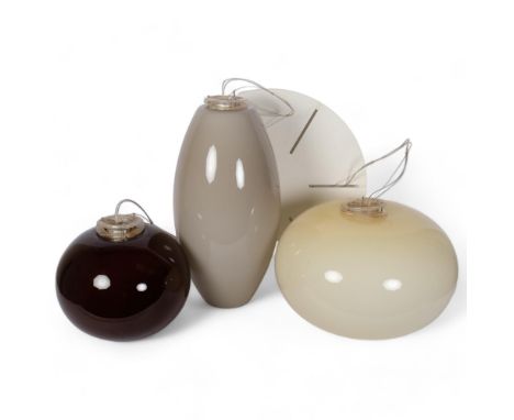 A Foscarini "Rosone" multiple ceiling light fitting, white coated metal fitting with three pendants together with 3 multi col