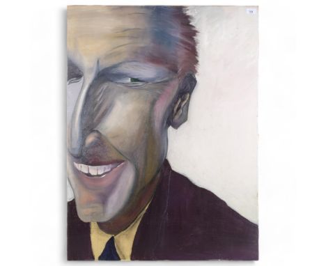 Oil on canvas, portrait study, green eyed man, 101cm x 76cm overall, unframed 