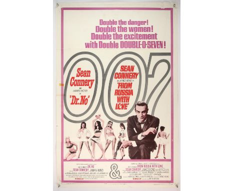 James Bond Dr. No / From Russia With Love (R-1965) US Double Bill One Sheet film poster, folded, 27 x 41 inches. 