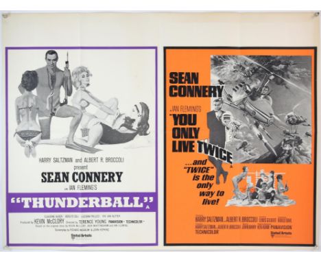 James Bond Thunderball / You Only Live Twice (R-1968) British Quad film poster, folded, 30 x 40 inches. Condition Report:  Ge