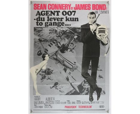 James Bond You Only Live Twice (1967) Danish first film poster folded, 24 x 33 inches. 