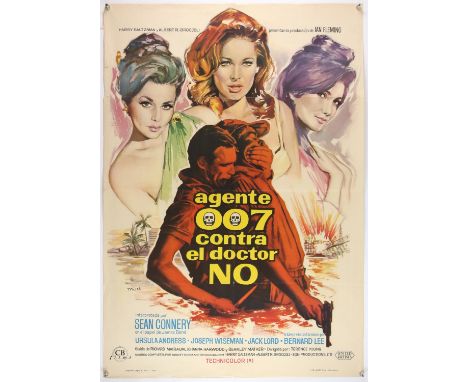 James Bond Dr. No (1963) Spanish One Sheet poster from the first release, artwork by Macario "Mac" Gomez, folded, 27 x 39 inc