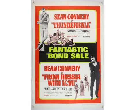 James Bond Thunderball / From Russia With Love (R-1968) US One Sheet film poster, folded, 27 x 41 inches. 