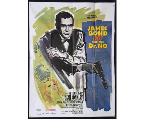 James Bond Dr. No (R-1970's) French Grande film poster, starring Sean Connery, United Artists, folded, 47 x 63 inches. 