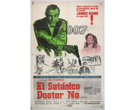 James Bond Dr. No (1962) Argentinian One Sheet film poster, starring Sean Connery in the first in the series film, folded, 29