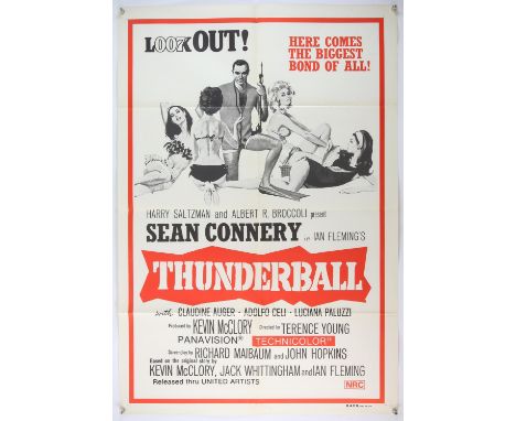 James Bond Thunderball (R-1970's) Australian One Sheet film poster, folded, 29 x 43 inches. 